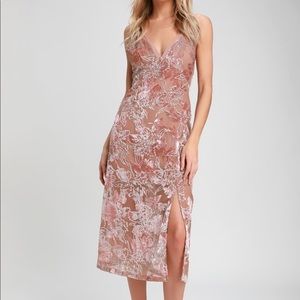 Mauve Velvet Floral Print Dress- size S